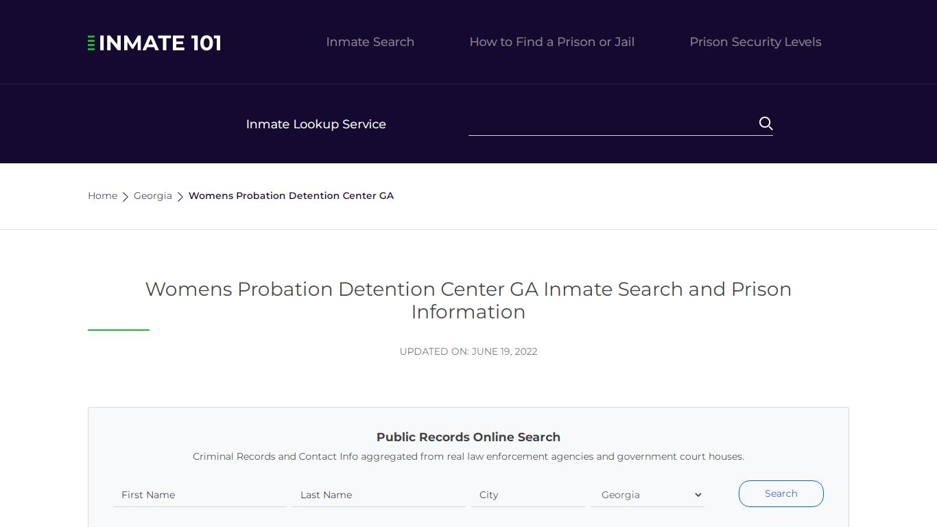 Womens Probation Detention Center GA Inmate Search ...