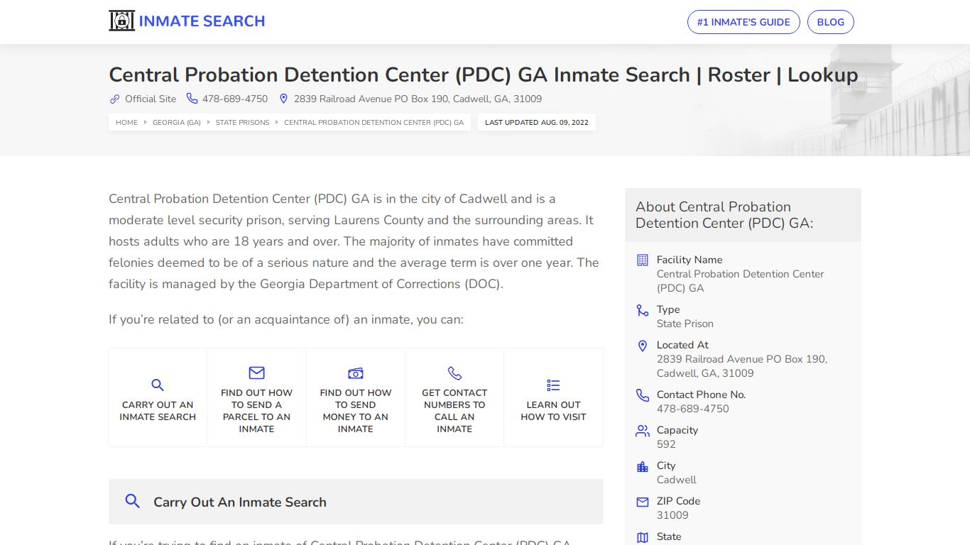 Central Probation Detention Center (PDC) GA Inmate Search ...